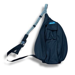 KAVU Mini Rope Sling Bag Crossbody Shoulder Bag Black Canvas Travel Casual